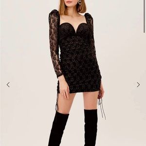 BNWT For Love & Lemons Joanna Mini Dress Black - XS